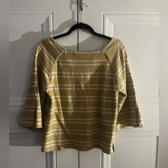 Anthropologie Postmark Mustard and White Striped Top - Picture 3 of 5